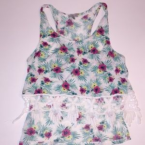 Floral Crop High Low Tank Top